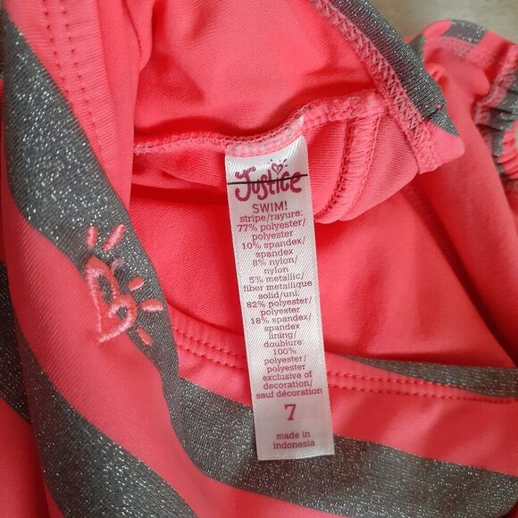 Bundle of 2 Justice Girl's Size 7 Pink Tankini Swimsuits - Picture 3 of 14